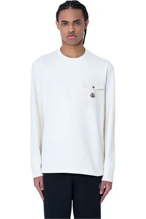 Moncler Sweatshirts & Hoodies, Heren, Wit, L, Katoen, Katoenen Jersey Logo Patch Sweatshirt