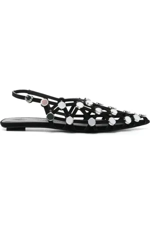 The Attico Schoenen, Dames, Zwart, 37 EU, Suède, Zwarte suède ballerina`s met rasterpatroon