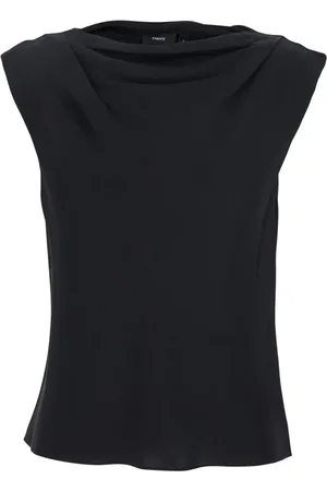 THEORY Tops, Dames, Zwart, L, Zwart Cowl Neck Top