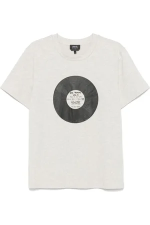 A.P.C. Tops, Heren, Wit, L, Katoen, T-shirt met ronde hals