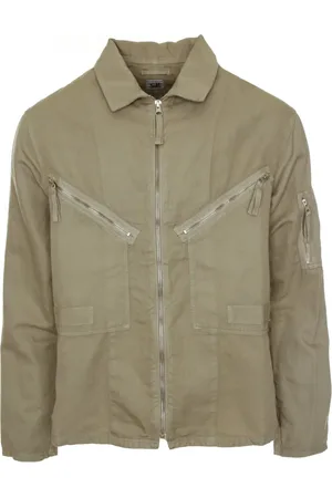 C.P. Company Jassen, Heren, , M, Katoen, Zip-Up Overshirt met Asymmetrische Zakken