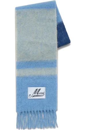 Marni Accessoires, Dames, Blauw, ONE Size, Wol, Blauw Gestreepte Mohair-Wolmix Sjaal
