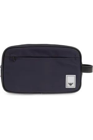 Emporio Armani Tassen, Heren, Blauw, ONE Size, Nylon, Wash Bag met Logo
