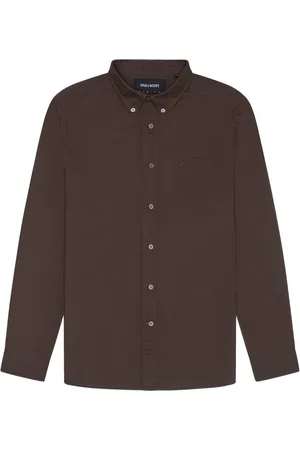 Lyle & Scott Overhemden, Heren, Bruin, L, Katoen, Tonal Eagle Plain Oxford Shirt