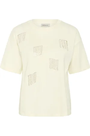 Karen by Simonsen Tops, Dames, , M, Stijlvolle Tee Top in Egret