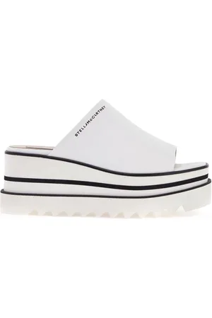 Stella McCartney Schoenen, Dames, Wit, 39 EU, Leer, Sneak Elyse Clogs met Plateau