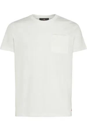 Peuterey Tops, Heren, Wit, S, Katoen, Witte Slub Katoenen T-shirt met Logo