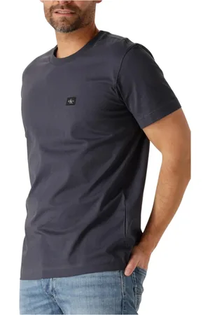 Calvin Klein Tops, Heren, Blauw, 2Xl, Katoen, Woven Label T-shirt
