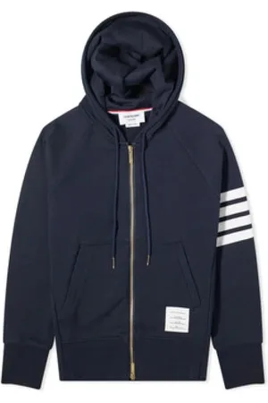 Thom Browne Sweatshirts & Hoodies, Heren, Blauw, M, Katoen, Classic Loopback Full Zip Hoodie