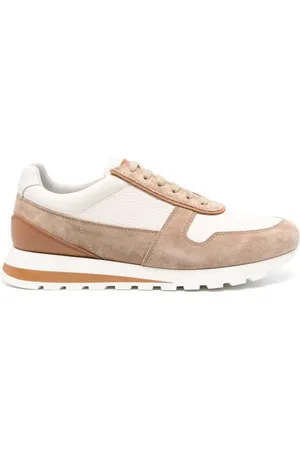 Brunello Cucinelli Schoenen, Heren, , 44 1/2 EU, Leer, Gegranuleerd kalfsleer en gewassen suède runners