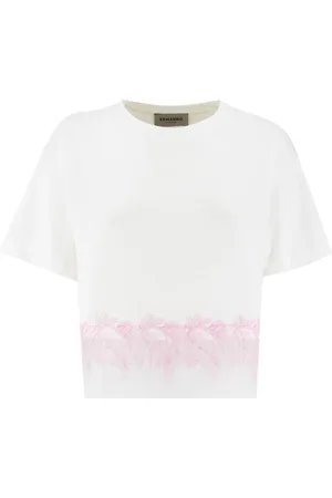 ERMANNO SCERVINO Tops, Dames, Wit, L, Katoen, Floral Lace T-Shirt