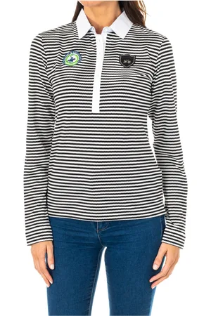 La Martina Tops, Dames, Wit, XS, Polyester, Polo met Lange Mouwen en Origineel Design