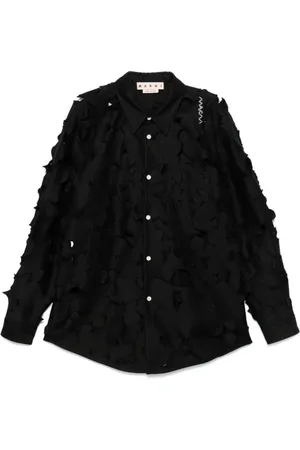 Marni Overhemden, Heren, Zwart, M, Katoen, Zwart katoenen shirt met cut-out details