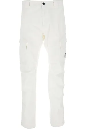 C.P. Company Broeken, Heren, Wit, L, Katoen, Cargo Broek met Lens Motief