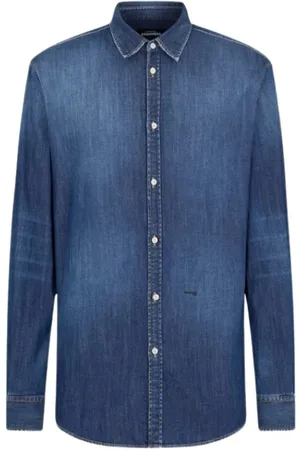 Dsquared2 Overhemden, Heren, Blauw, M, Denim, Relaxed Denim Overhemd