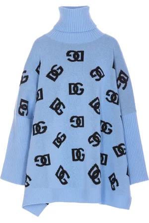 Dolce & Gabbana Truien, Dames, Blauw, XS, Wol, Stijlvolle Poncho Jassen voor Vrouwen