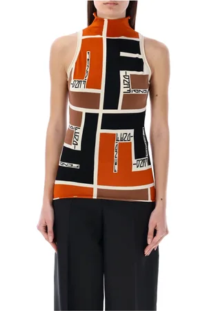 Fendi Tops, Dames, Veelkleurig, M, Polyester, Halter Neck Topwear