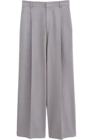 Filippa K Broeken, Dames, Grijs, M, Wol, Wijde Geplooide Flanellen Broek