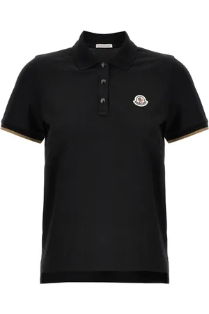 Moncler Tops, Dames, Zwart, L, Katoen, Zwart T-shirt Dameskleding