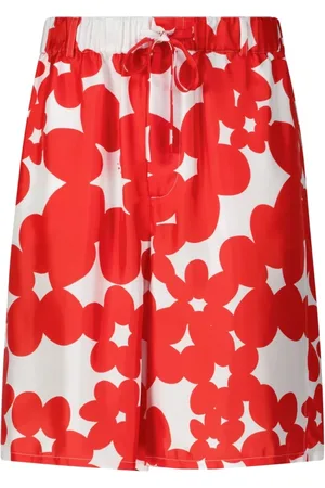 Marni Korte broeken, Heren, Rood, M, Floral Zijden Shorts