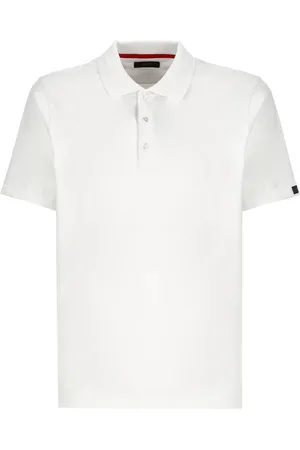 FAY Tops, Heren, Wit, M, Katoen, Polo shirt met korte mouwen van katoenen jersey
