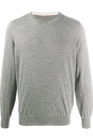 Brunello Cucinelli Truien, Heren, Grijs, 2Xl, Trui met ronde hals