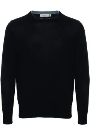 CANALI Truien, Heren, Blauw, 3Xl, Wol, Marineblauwe Merino Wol Long Sleeve Trui