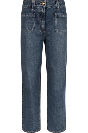 Elisabetta Franchi Jeans, Dames, Blauw, W27, Katoen, High-rise boyfriend jeans 100% katoen