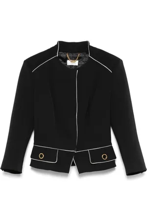 Elisabetta Franchi Jassen, Dames, Zwart, S, Zwarte jas met knopen en schoudervullingen
