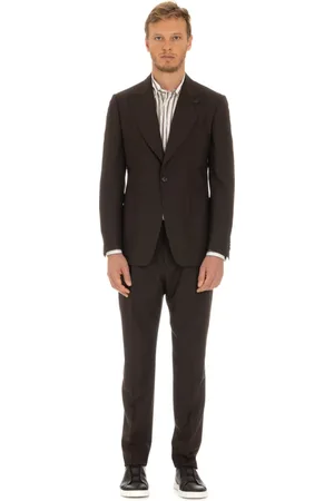 LARDINI Pakken, Heren, Bruin, L, Bruin Jas Maxi Revers Mono Bottone