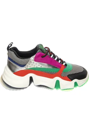 Steve Madden Schoenen, Dames, Veelkleurig, 38 EU, Leer, Lage Lace-Up Sneakers