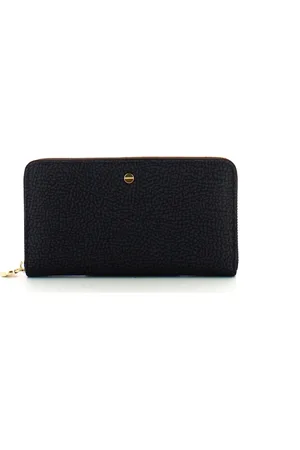 Borbonese Accessoires, Dames, Zwart, ONE Size, Leer, Grote Zip Around Portemonnee