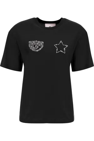 Chiara Ferragni Tops, Dames, Zwart, M, Katoen, T-Shirt