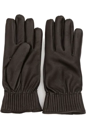 Orciani Accessoires, Heren, Bruin, 9 1/2 IN, Leer, Bruine leren gehamerde handschoenen