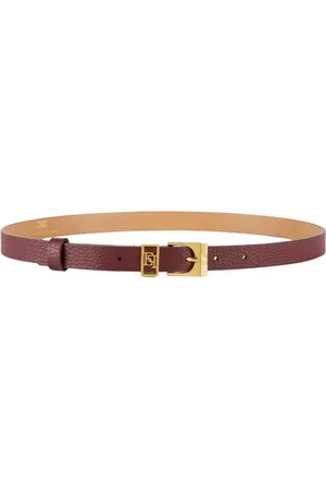 Elisabetta Franchi Accessoires, Dames, Rood, ONE Size, Leer, Leren riem met gesp en logo-omtrek lus