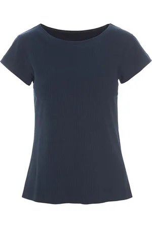 Bitte Kai Rand Tops, Dames, Blauw, XS, Katoen, Ribgebreide T-shirt Donker Middernacht