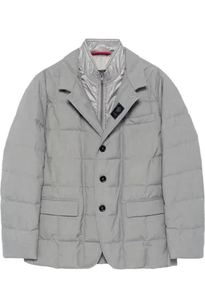 FAY Jassen, Heren, Grijs, XL, Wol, Gelaagde Puffer Jacket