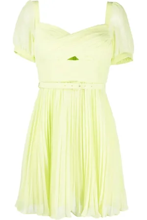 Self-Portrait Kleedjes, Dames, Groen, 3Xs, Chiffon, Lime Chiffon Mini Jurk