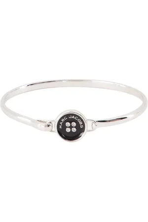 Marc Jacobs Accessoires, Dames, Grijs, ONE Size, Zilveren Knoop Scharnier Armband - Metaal