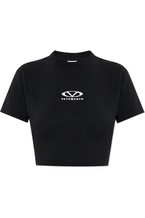 Vetements Tops, Dames, Zwart, L, Katoen, Logo top