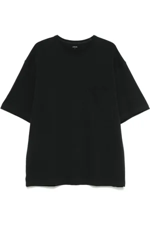 LEMAIRE Tops, Heren, Zwart, L, Katoen, Boxy T-shirt met Korte Mouwen