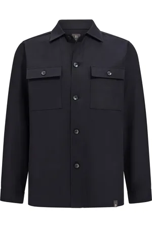 Boggi Milano Jassen, Heren, Blauw, 2Xl, Linnen, Cotton Overshirt