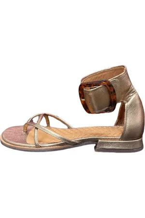 Chie Mihara Schoenen, Dames, , 36 EU, Leer, Bronze Leren Platte Sandalen