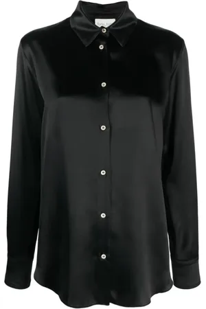 FORTE FORTE Blouses & Shirts, Dames, Zwart, XL, Elegante Zwarte Viscose Blouse met Lange Mouwen