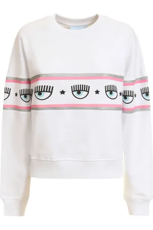 Chiara Ferragni Sweatshirts & Hoodies, Dames, Wit, M, Katoen, Witte Katoenen Sweatshirt