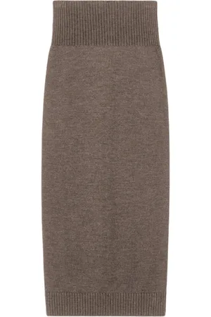 Max Mara Rokken, Dames, Bruin, S, Wol, Elegante wollen rok met geribbelde tailleband