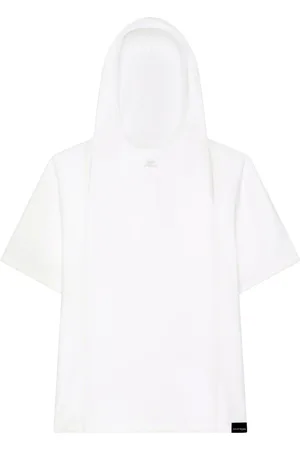 Courrèges Tops, Dames, Wit, S, Katoen, Hoodie T-shirt met Logo Appliqué