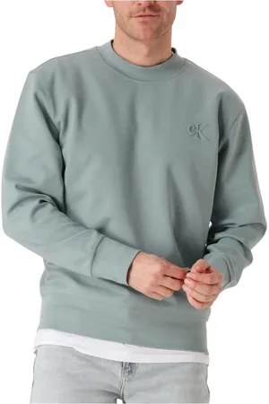 Calvin Klein Sweatshirts & Hoodies, Heren, Grijs, L, Interlock Crew Neck Sweater