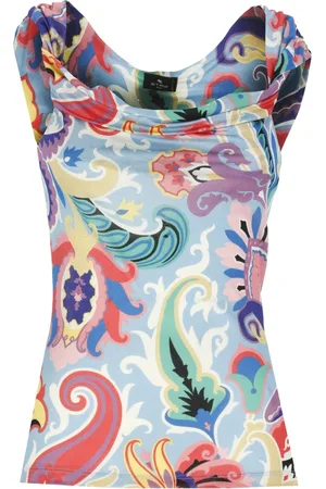 Etro Tops, Dames, Veelkleurig, XS, Top met ronde hals en bloemenprint