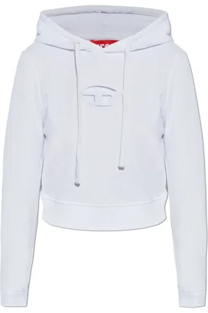 Diesel Sweatshirts & Hoodies, Dames, Wit, M, Katoen, Hoodie met uitgesneden Ovaal D Logo